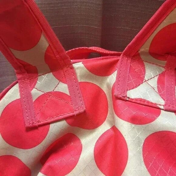 Thirty-One Mod Coral Polka Dot backpack Monogram M - Picture 9 of 10